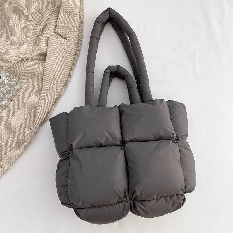Simple Puffer Tote Bag Solid Color Soft Handbag